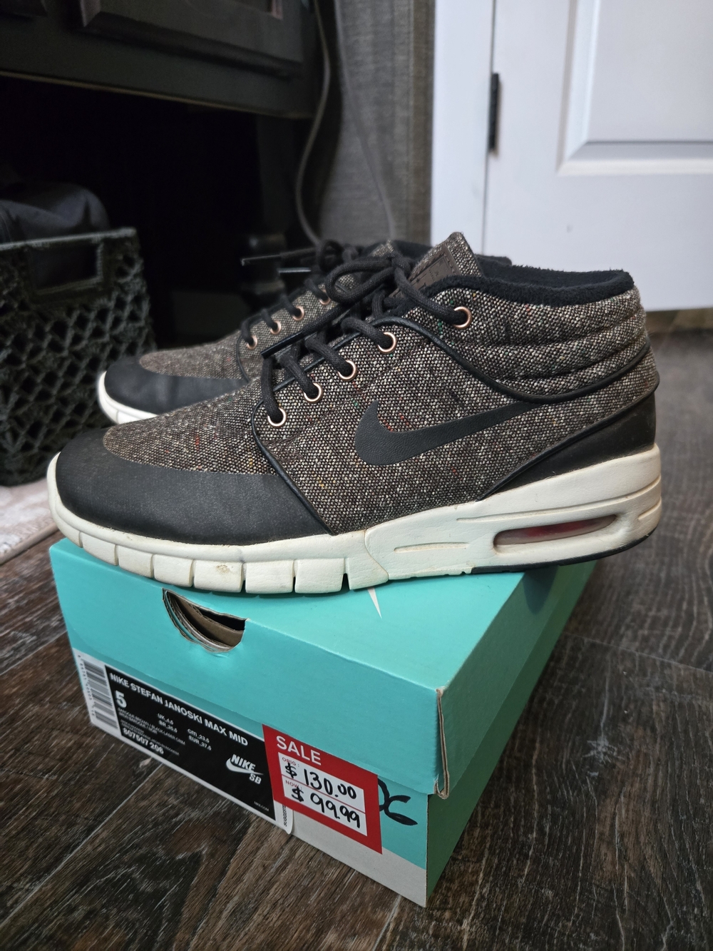 Nike Black/Tan Mid-Top Sneakers